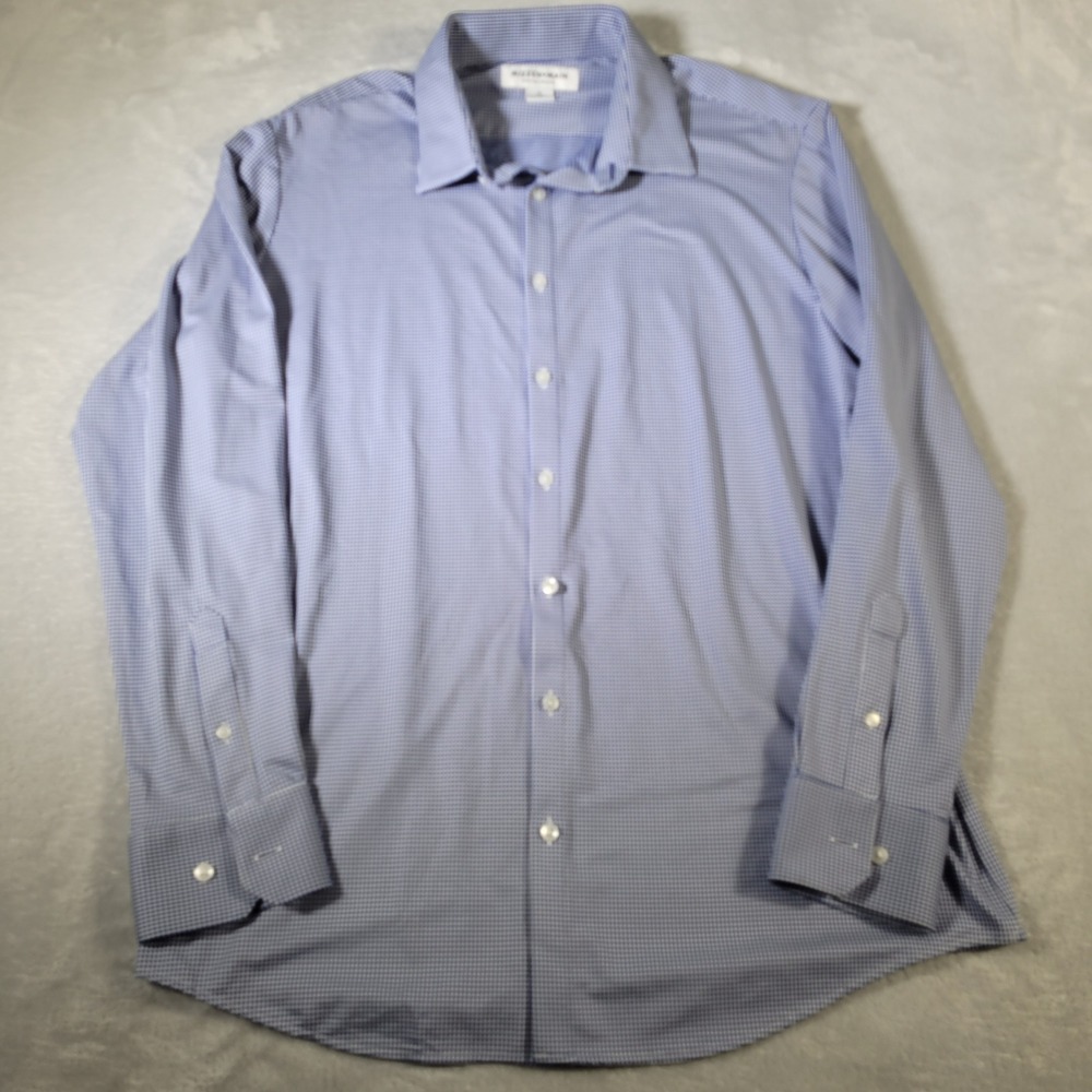 Mizzen+Main Shirt Mens XL Blue Gingham Trim Fit Performance Stretch Dress Office